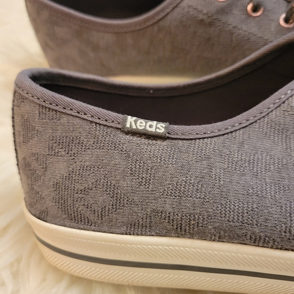 Keds Kickstart Geo Jersey Sneakers - Grey with Rose Gold Hardware & lace details - Picture 4 of 8